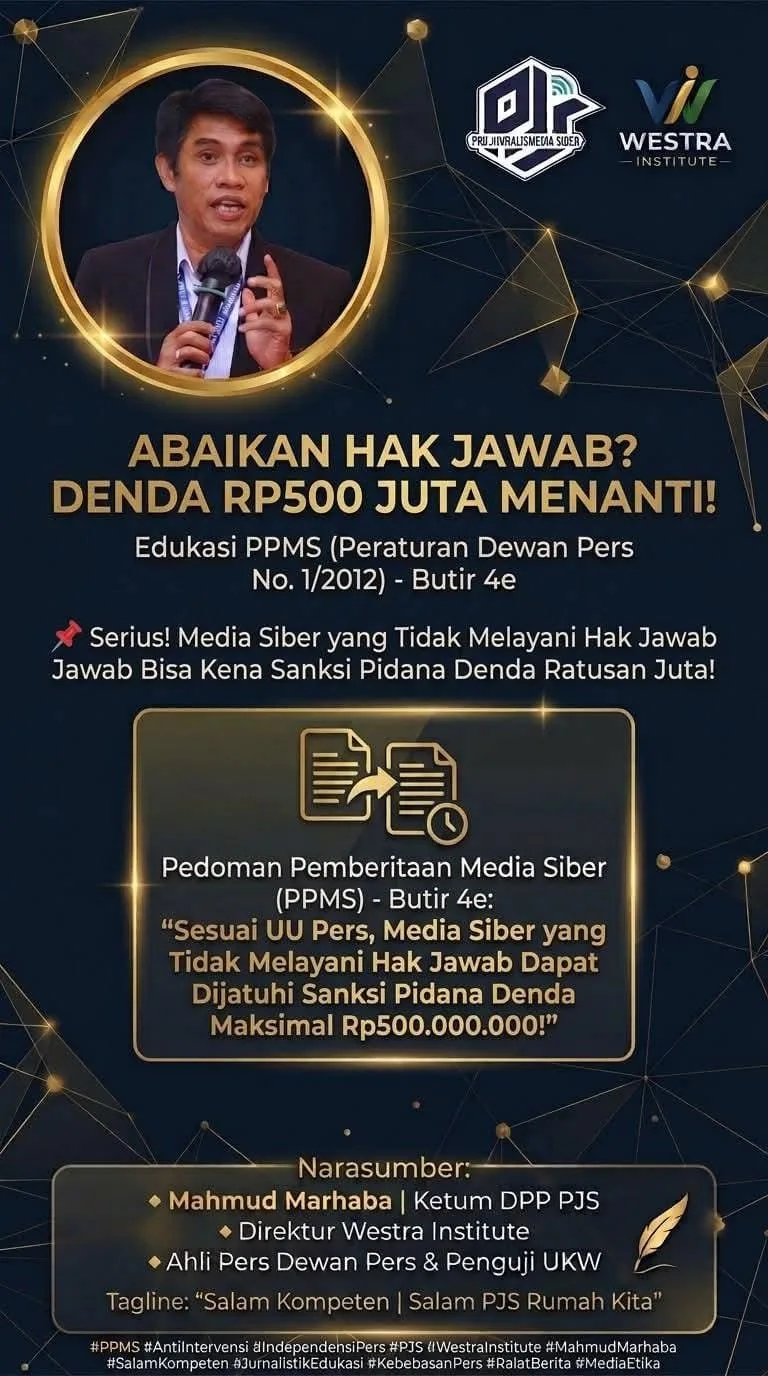 Awas! Abaikan Hak Jawab, Media Siber Bisa Kena Sanksi Denda Rp500 Juta