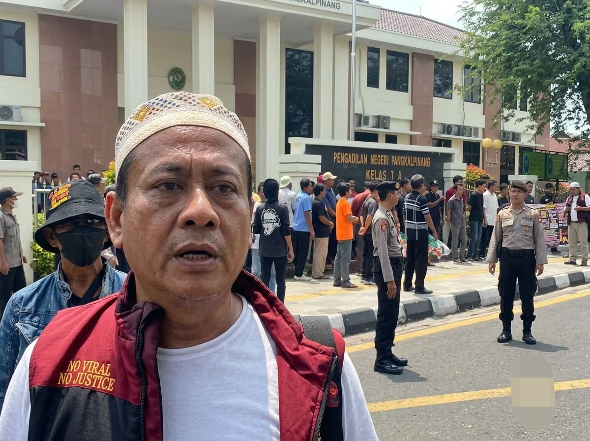 Massa Aksi Pertanyakan Rp4,16 triliun, Aktivis Babel Rosidi: Desak Majelis Hakim Adil dan Bijaksana  